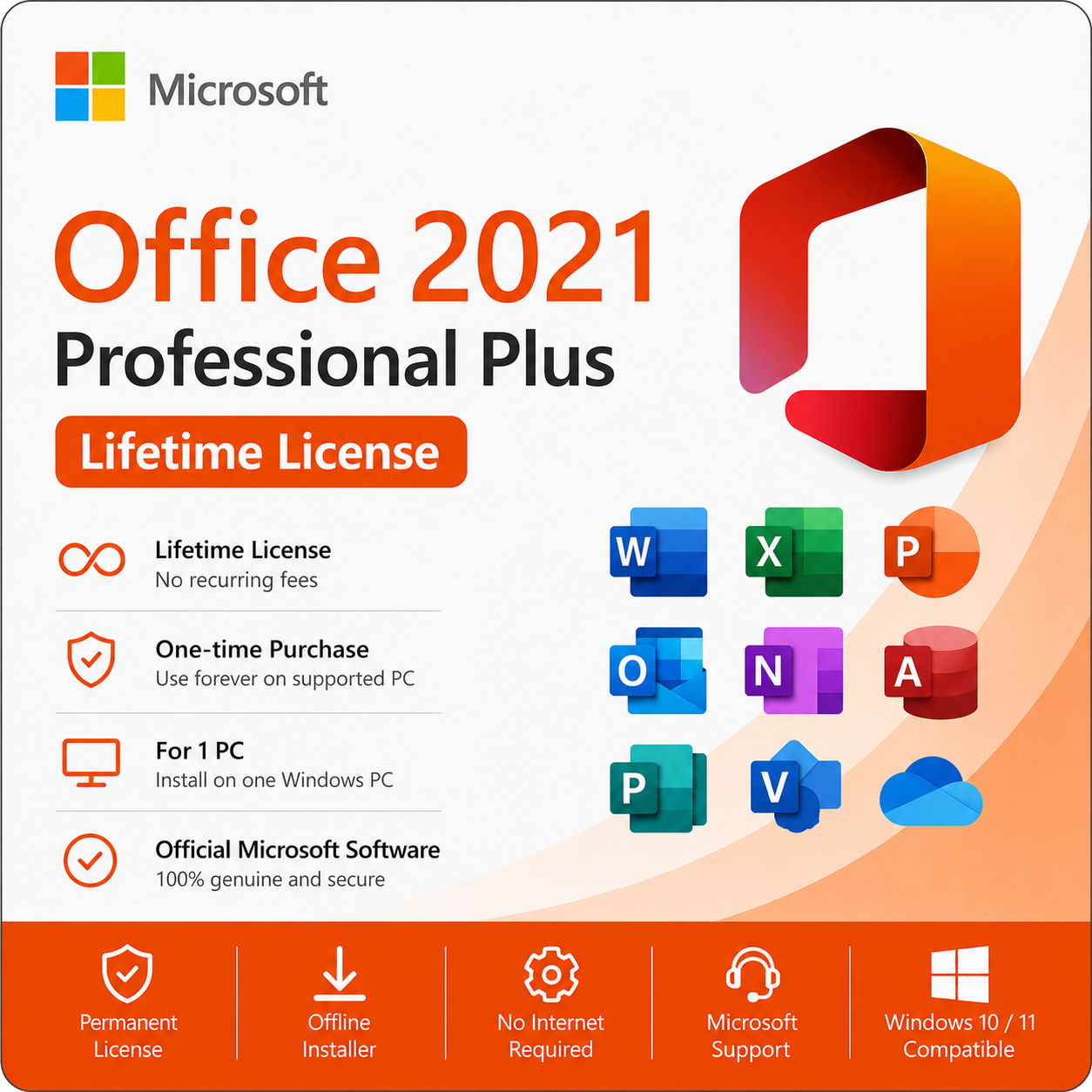 Office 2021 Professional Plus Lifetime Retail Key Online Activation Instant Email Delivery