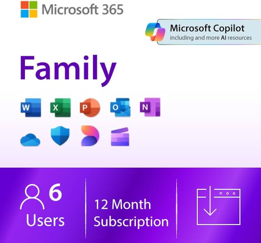 Microsoft Office 365 Family | 12-Month Subscription, 6 people | Premium Office apps | 1TB OneDrive cloud storage | Windows/Mac